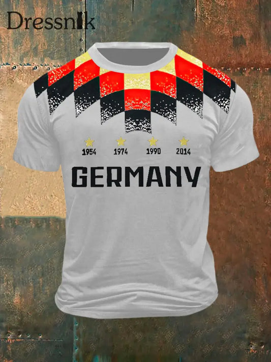 Herren-Champion Deutschland Print Vintage Mode Kurzarm T-Shirt Weiß / S