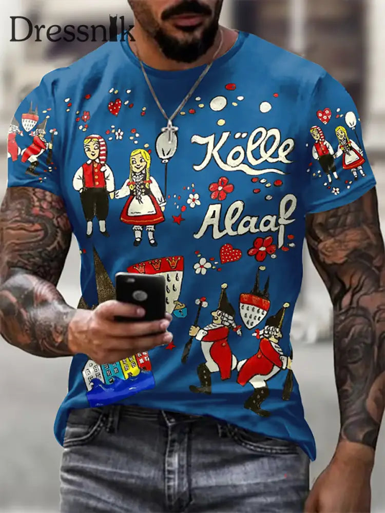 Herren Cologne Carnival Lässige kurze Ärmel T-Shirt Blau / S
