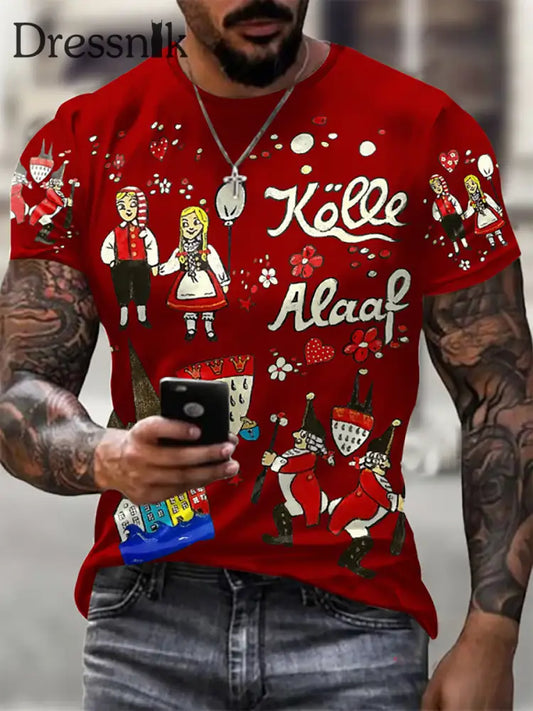 Herren Cologne Carnival Lässige kurze Ärmel T-Shirt Rot / S