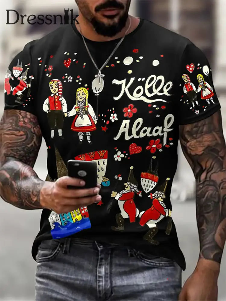 Herren Cologne Carnival Lässige kurze Ärmel T-Shirt Schwarz / S