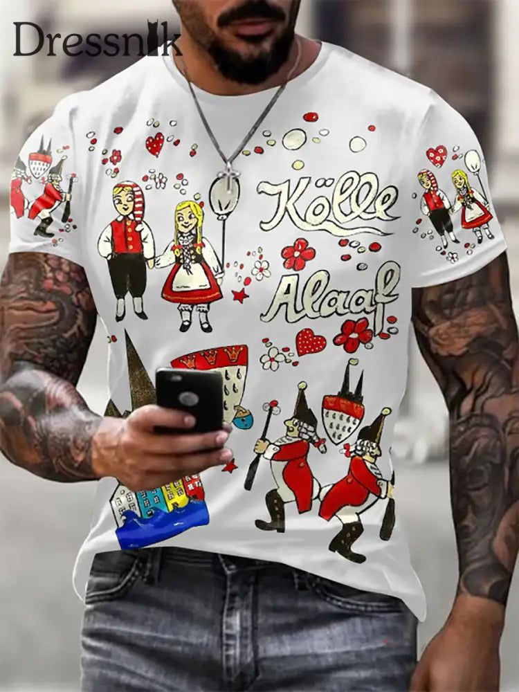 Herren Cologne Carnival Lässige kurze Ärmel T-Shirt Weiß / S