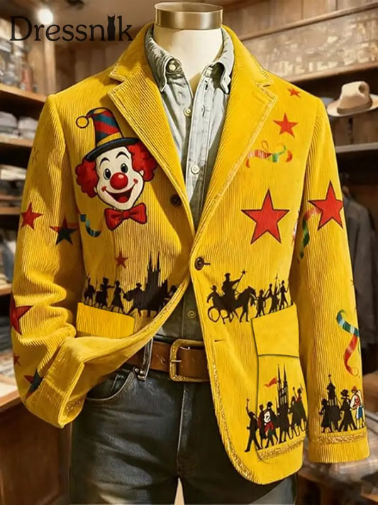 Herren Cologne Carnival Print Casual Anzüge Gelb / S