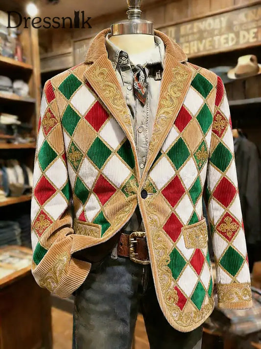 Herren Cologne Carnival Print Casual Anzüge Licht Khaki / S