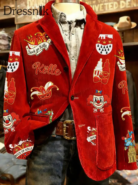 Herren Cologne Carnival Print Casual Anzüge Rot / S