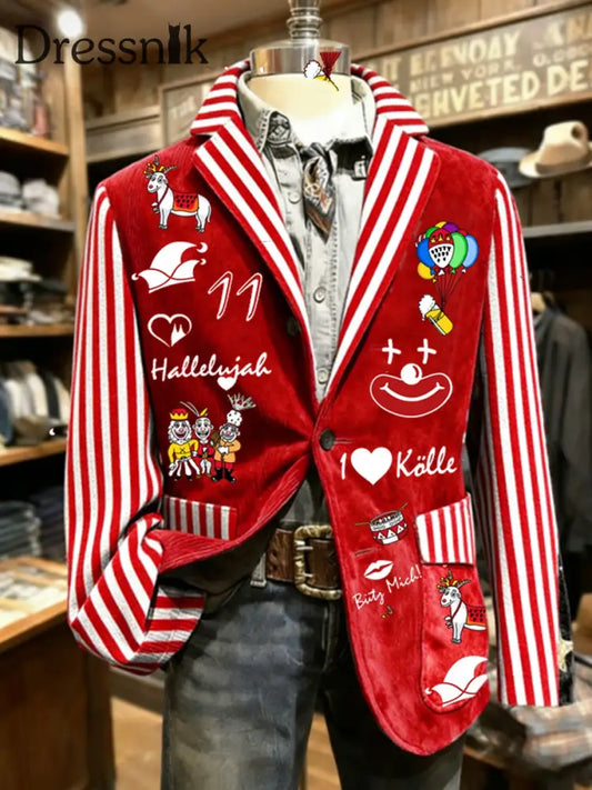 Herren Cologne Carnival Print Casual Anzüge Rot / S