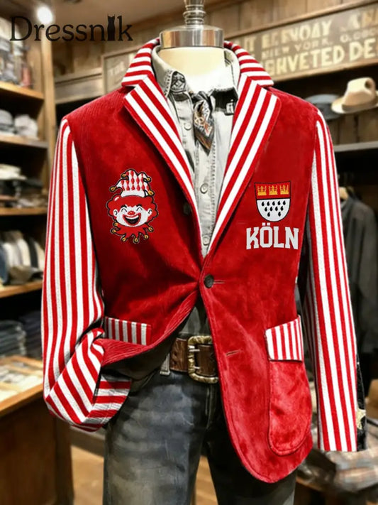 Herren Cologne Carnival Print Casual Anzüge Rot / S