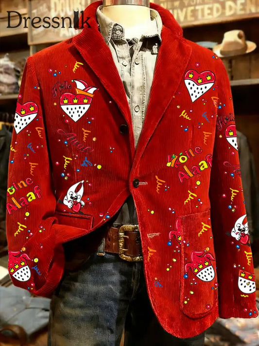 Herren Cologne Carnival Print Casual Anzüge Rot / S