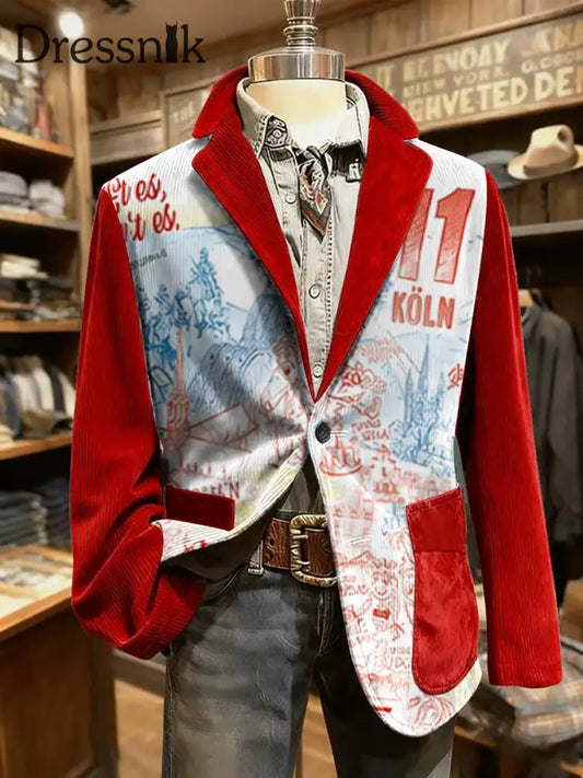 Herren Cologne Carnival Print Casual Anzüge Rot / S