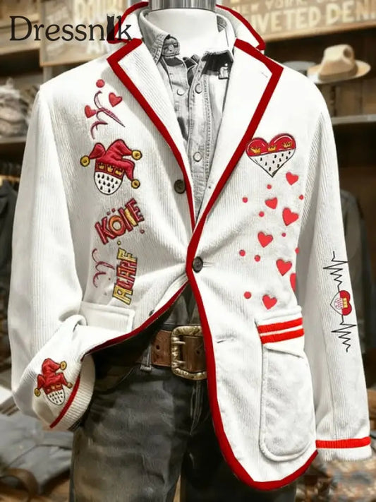 Herren Cologne Carnival Print Casual Anzüge Weiß / S