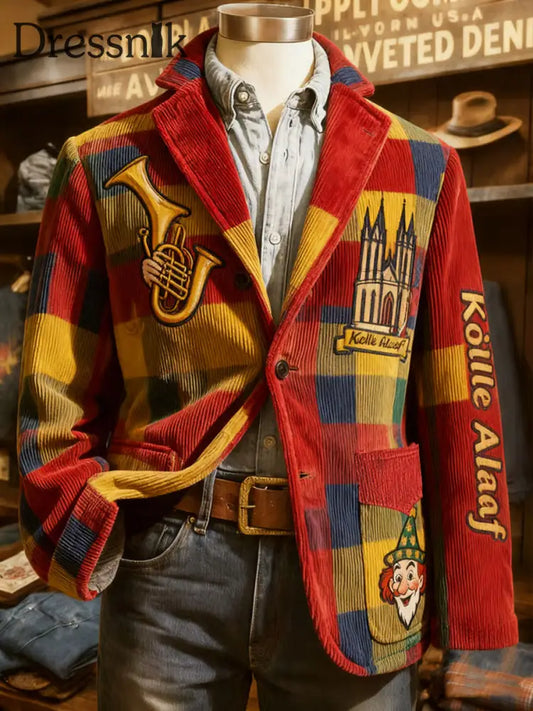 Herren Cologne Carnival Print Cord Freizeit jacke als bild / S