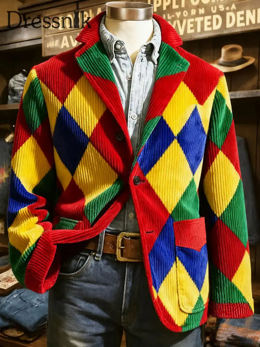 Herren Cologne Carnival Print Cord Freizeit jacke als bild / S