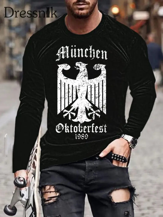Herren CrewGerman Oktoberfest in München Langarm T-Shirt gedruckt Schwarz / S