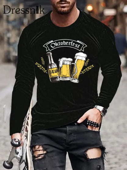 Herren CrewGerman Oktoberfest in München Langarm T-Shirt gedruckt Schwarz / S