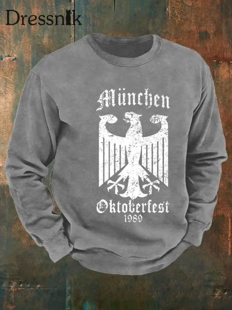 Herren CrewGerman Oktoberfest in München Print Sweatshirt Grau / S