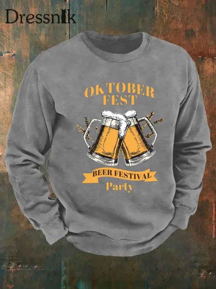 Herren CrewGerman Oktoberfest in München Print Sweatshirt Grau / S