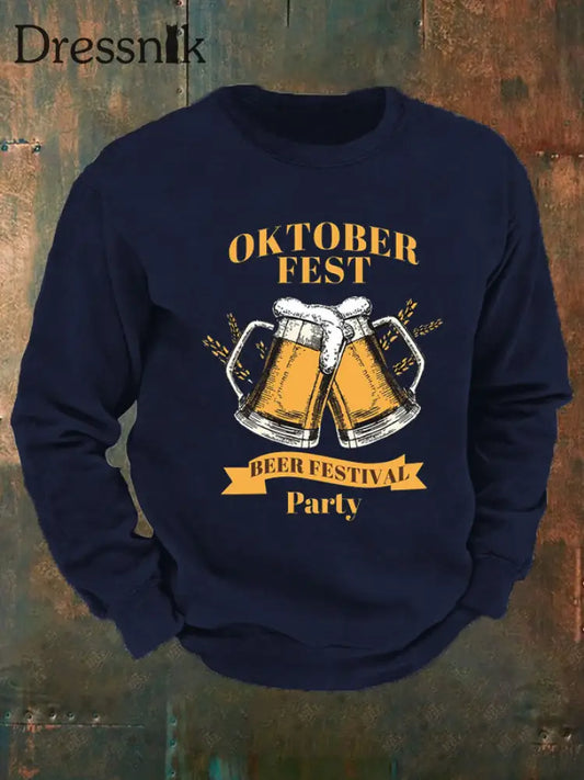 Herren CrewGerman Oktoberfest in München Print Sweatshirt Marineblau / S