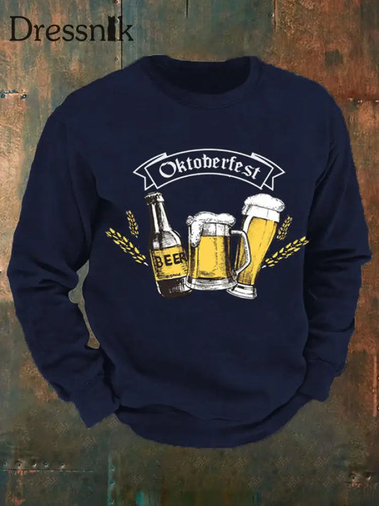 Herren CrewGerman Oktoberfest in München Print Sweatshirt Marineblau / S