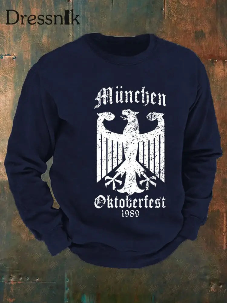 Herren CrewGerman Oktoberfest in München Print Sweatshirt Marineblau / S