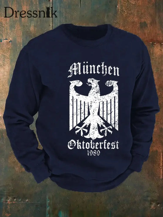 Herren CrewGerman Oktoberfest in München Print Sweatshirt Marineblau / S
