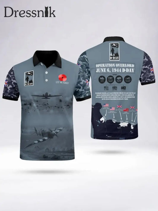Herren D-DAY 81ST JAHRESTAG Kurzarm Polos hirt Schwarz / S