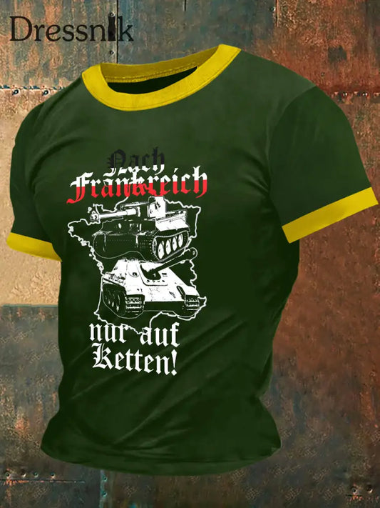 Herren Dach Frank reich Print Vintage Mode Kurzarm T-Shirt Grün / S