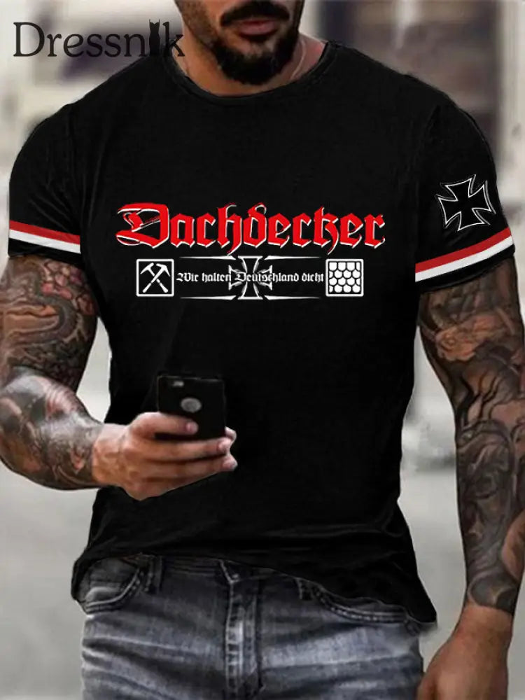 Herren Dachdecker Wir halten Deutschland bedrucktes T-Shirt Schwarz / S