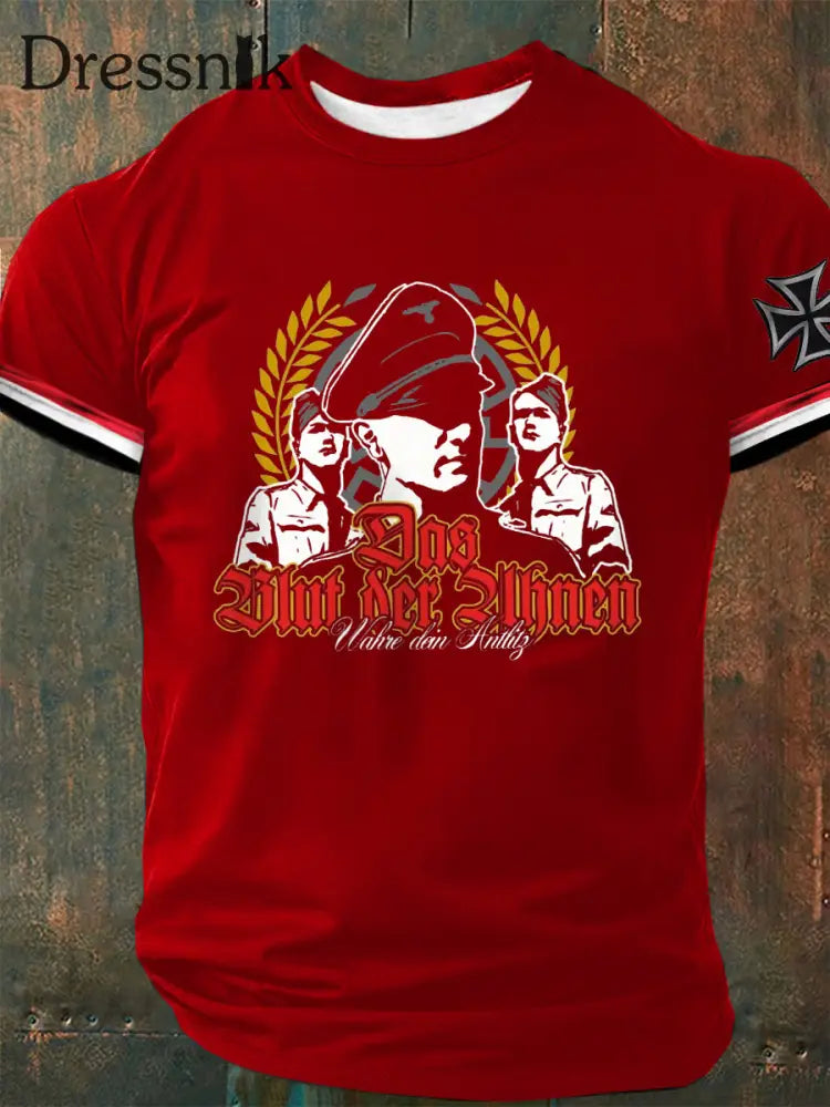 Herren Das Blut der Ahnen Wahre dein Antlitz bedrucktes Kurzarm-T-Shirt Rot / S