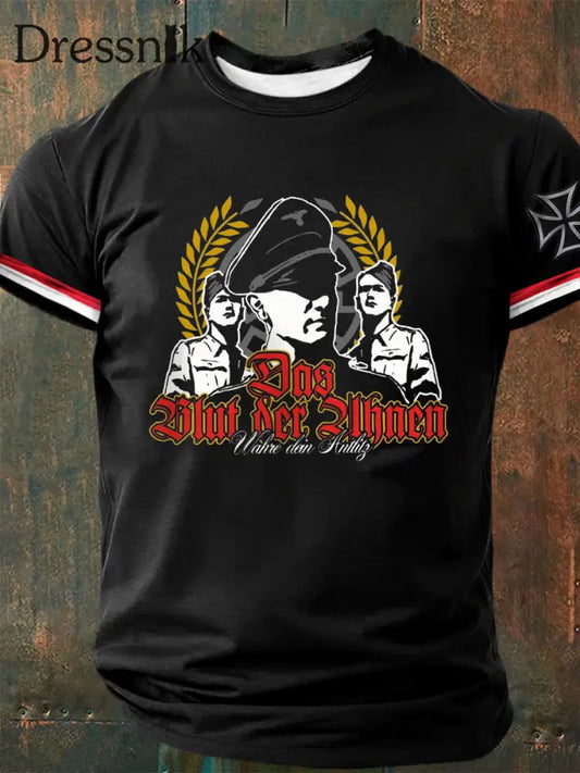 Herren Das Blut der Ahnen Wahre dein Antlitz bedrucktes Kurzarm-T-Shirt Schwarz / S