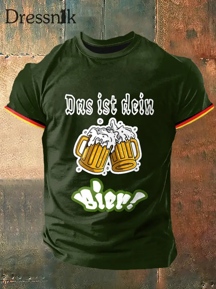 Herren Das Ist Dein Bier Print Vintage Mode Kurzarm T-Shirt Armee grün / S