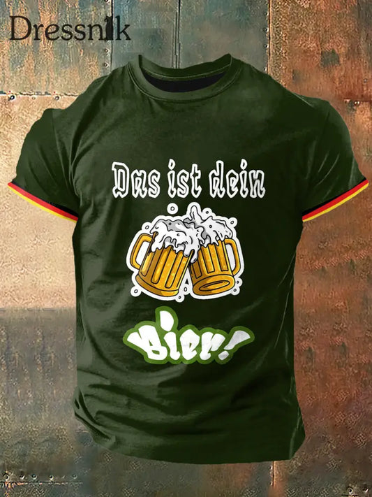 Herren Das Ist Dein Bier Print Vintage Mode Kurzarm T-Shirt Armee grün / S