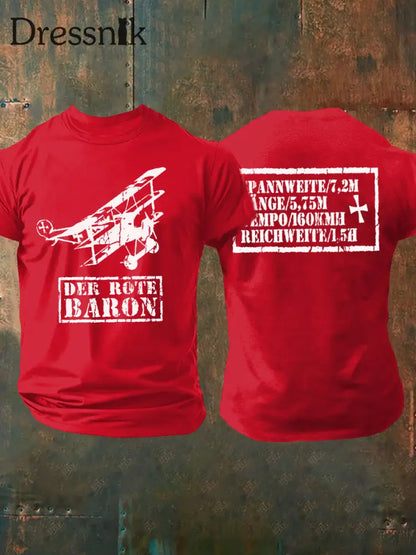 Herren Der Rote Baron Tshirt Richhofen Wort krieg Deutsches Reich T-Shirt Reines Rot / S
