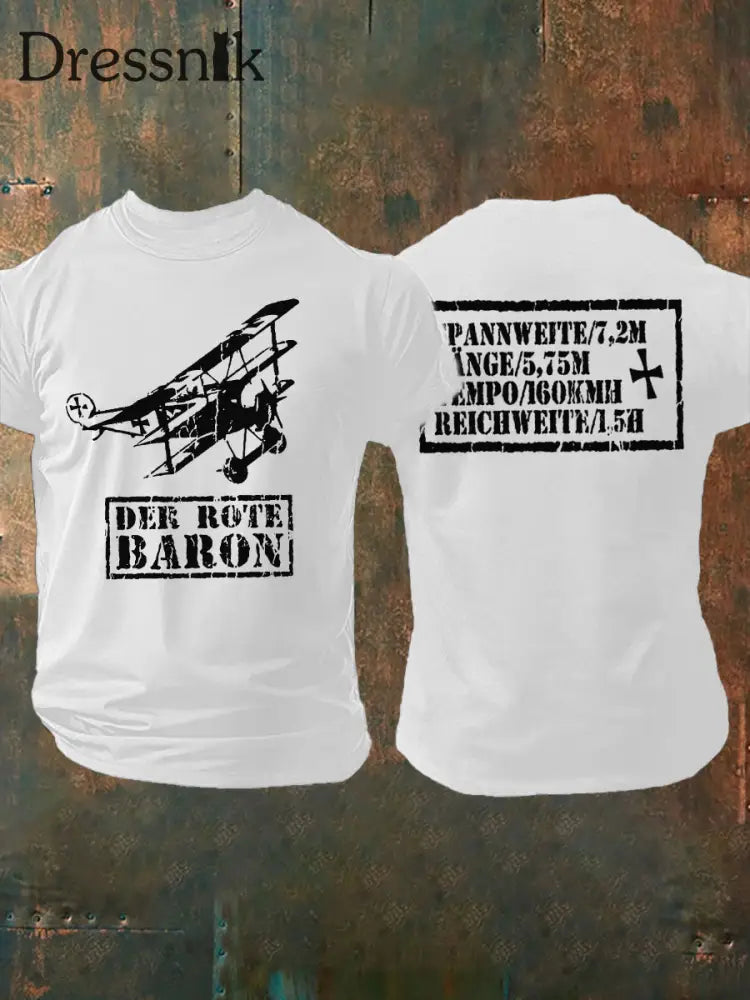 Herren Der Rote Baron Tshirt Richhofen Wort krieg Deutsches Reich T-Shirt Weiß / S