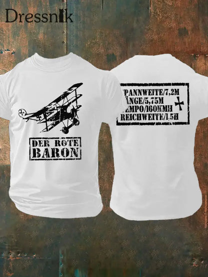 Herren Der Rote Baron Tshirt Richhofen Wort krieg Deutsches Reich T-Shirt Weiß / S