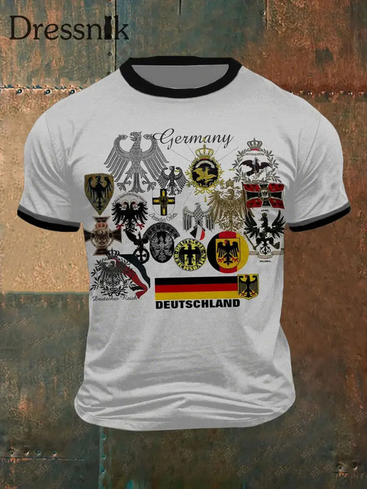Herren deutsche Adler 800 bis 1949 bedrucktes Kurzarm-T-Shirt Grau / S