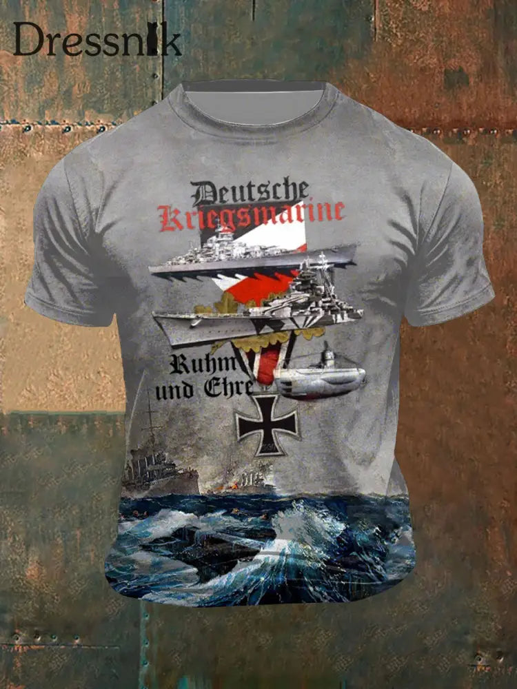 Herren Deutsche Kriegsmarine Ruhm und Ehre bedrucktes Kurzarm-T-Shirt als bild / S