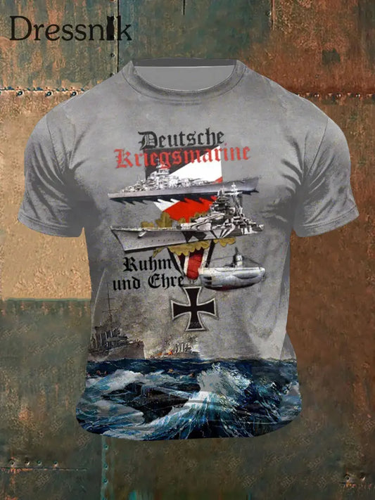 Herren Deutsche Kriegsmarine Ruhm und Ehre bedrucktes Kurzarm-T-Shirt als bild / S