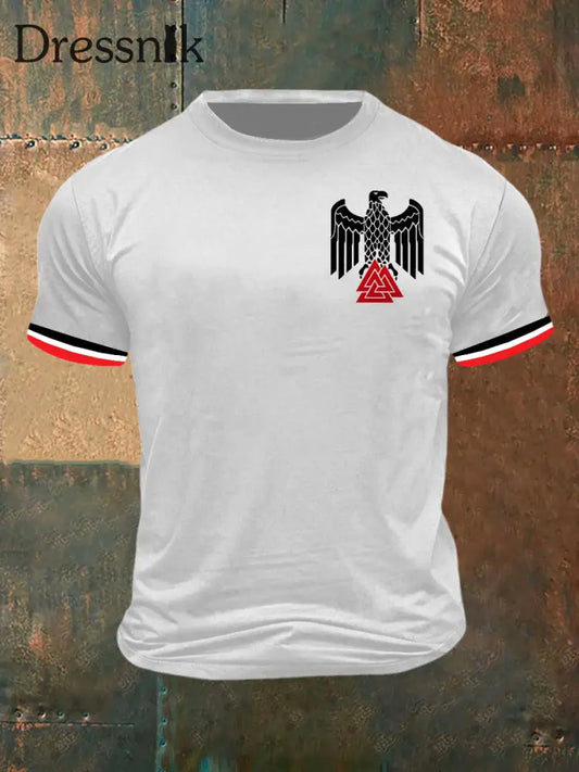 Herren Deutscher Adler Print Vintage Mode Kurzarm T-Shirt Weiß / S