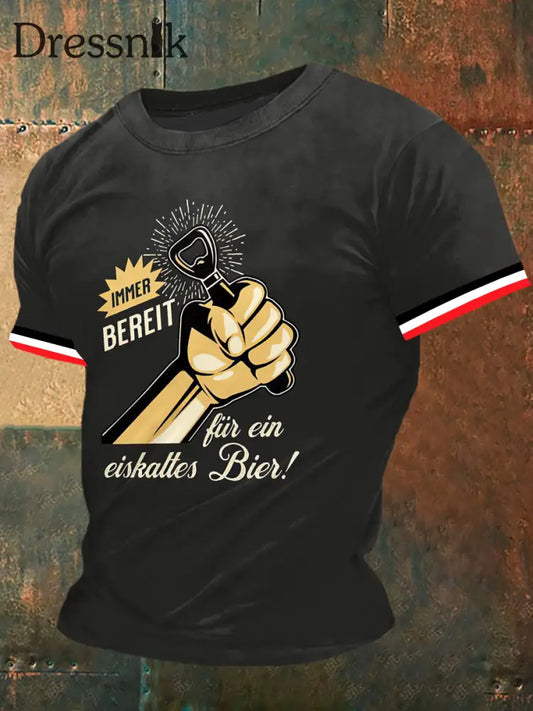 Herren deutscher Flaschen öffner Druck Vintage Mode Kurzarm T-Shirt Schwarz / S