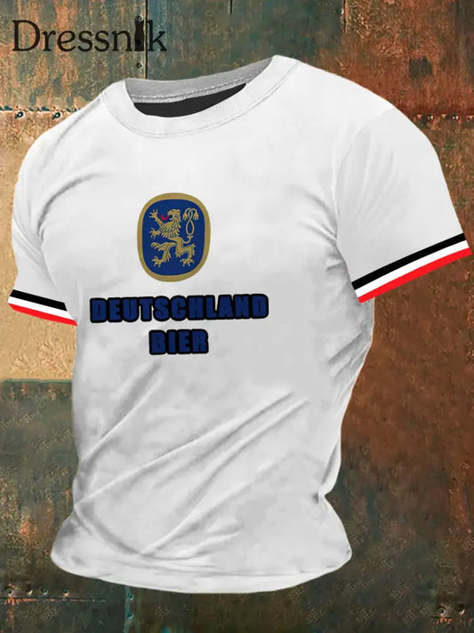 Herren Deutsches Bier Print Vintage Mode Kurzarm T-Shirt Weiß / S