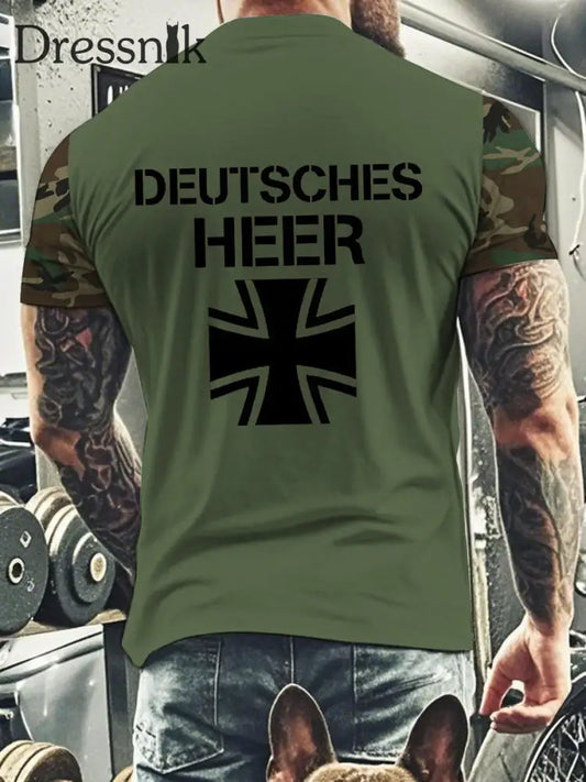 Herren Deutsches Heer T-Shirt mit kurzen Ärmeln Armee grün / S