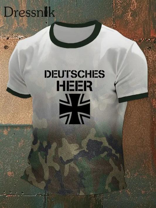 Herren Deutsches Heer T-Shirt mit kurzen Ärmeln Armee grün / S