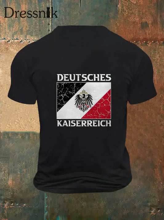 Herren Deutsches Kaiserreich Print Vintage Mode Kurzarm T-Shirt Schwarz / S