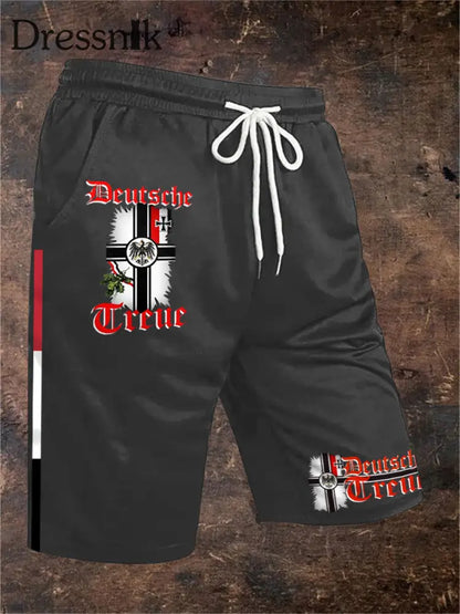 Herren Deutsches Reich bedruckte Hosen Shorts Dunkelgrau / S