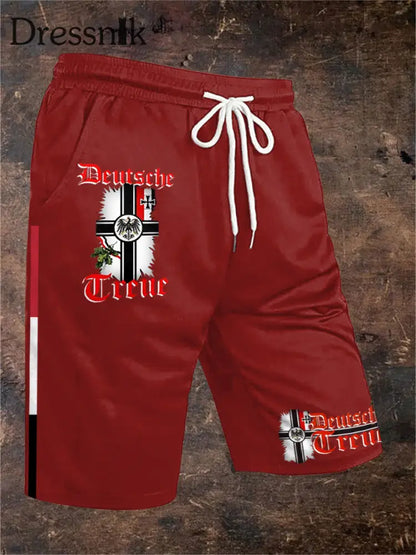 Herren Deutsches Reich bedruckte Hosen Shorts Rot / S