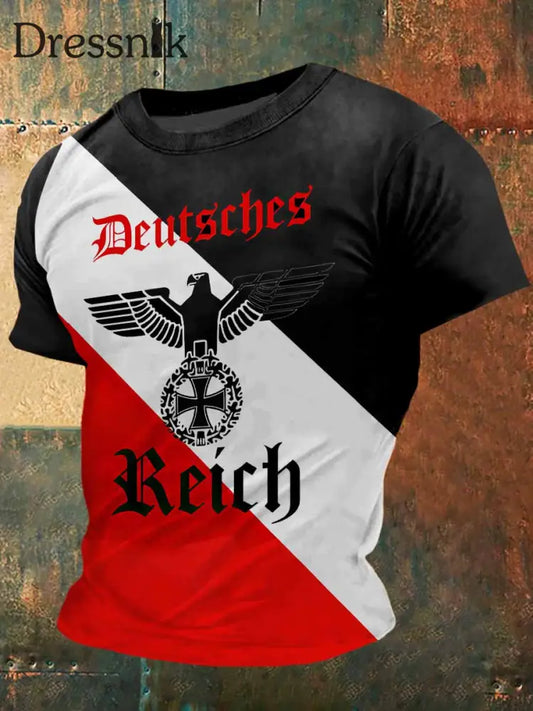 Herren Deutsches Reich Print Vintage Mode Kurzarm T-Shirt bunt / S