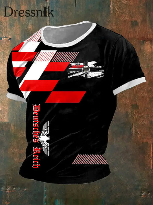 Herren Deutsches Reich T-Shirt mit kurzen Ärmeln Schwarz / S