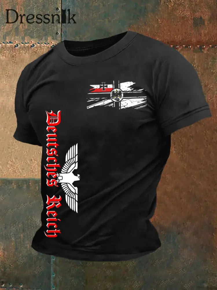 Herren Deutsches Reich T-Shirt mit kurzen Ärmeln Schwarz / S