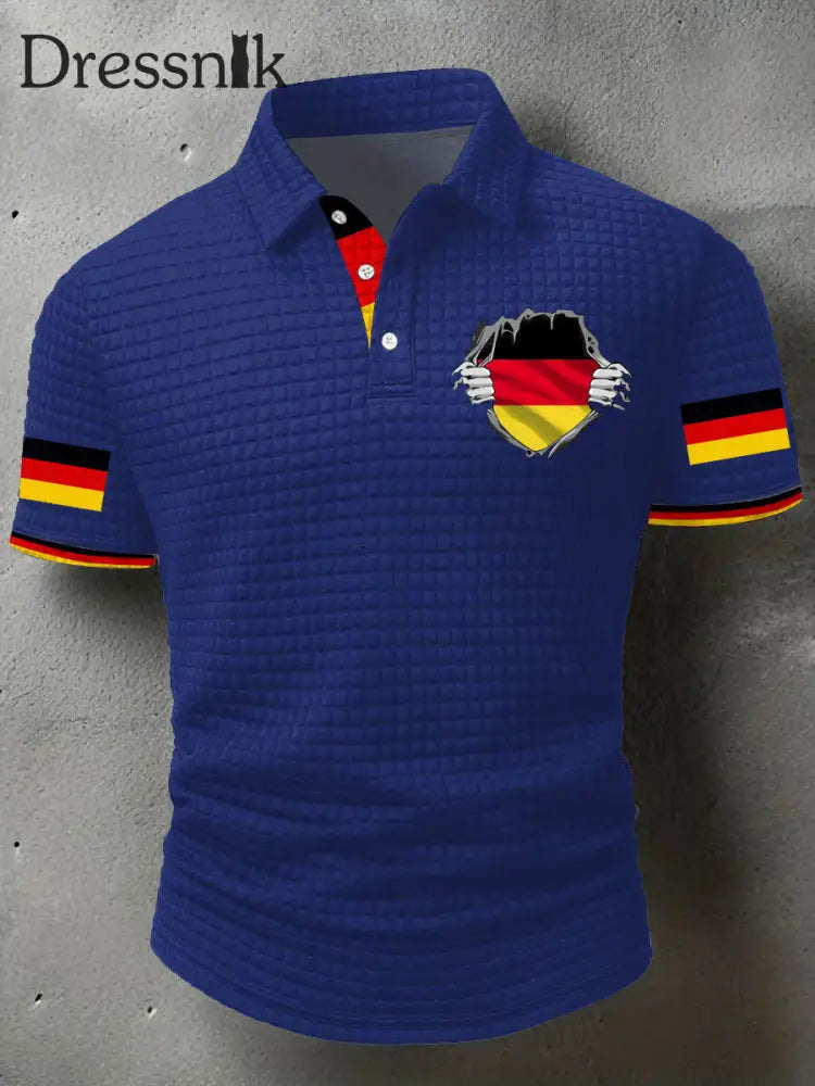 Herren Deutschland bedruckte Freizeit Tops Blau / S