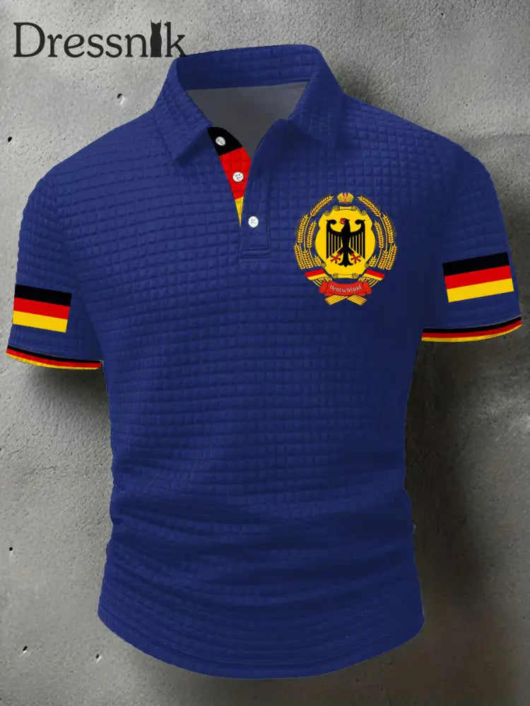 Herren Deutschland bedruckte Freizeit Tops Blau / S