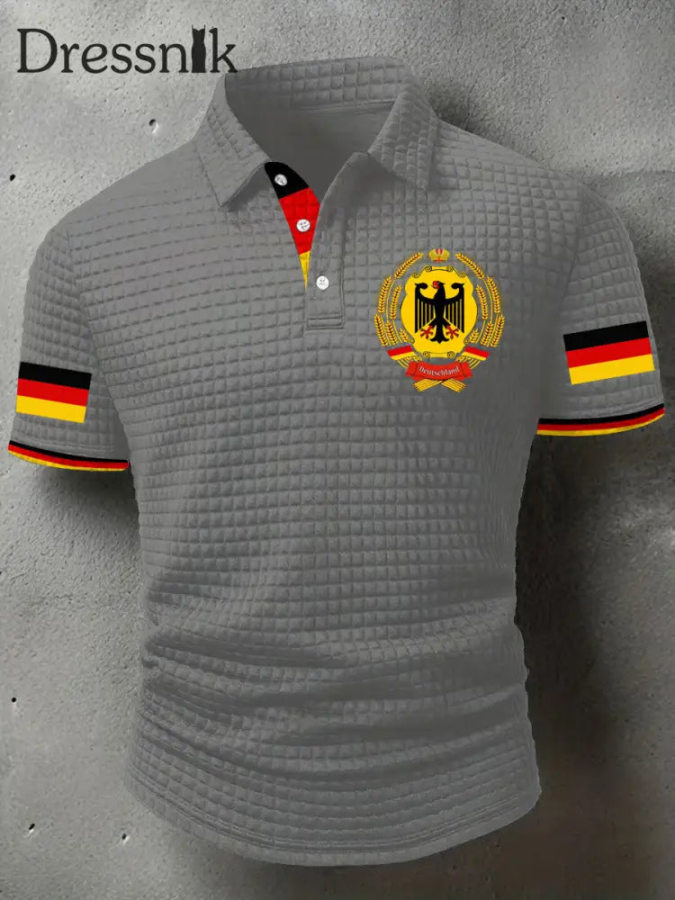 Herren Deutschland bedruckte Freizeit Tops Grau / S